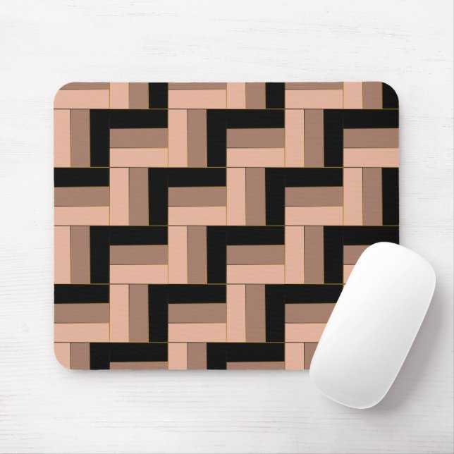 Brawn Mocha Black Geometric Rectangle Mousepad (Mit Mouse)