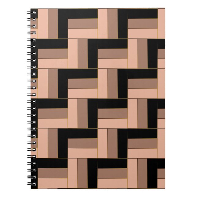 Brawn Mocha Black Geometric Rectangle Notizblock (Vorderseite)