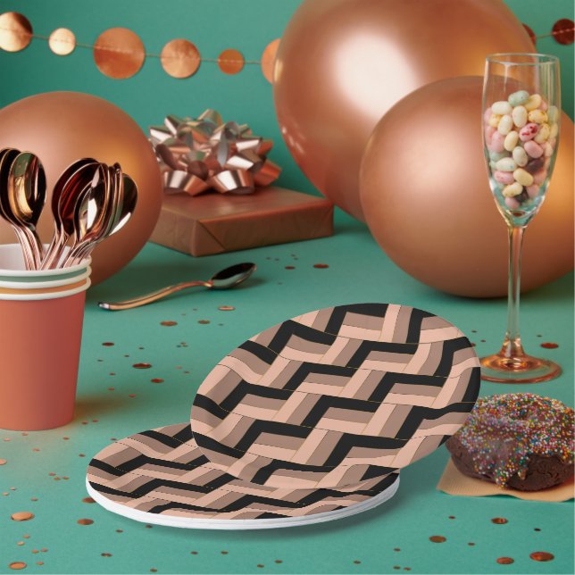 Brawn Mocha Black Geometric Rectangle Pappteller (Multi)