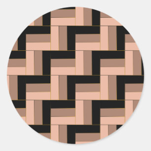 Brawn Mocha Black Geometric Rectangle Runder Aufkleber
