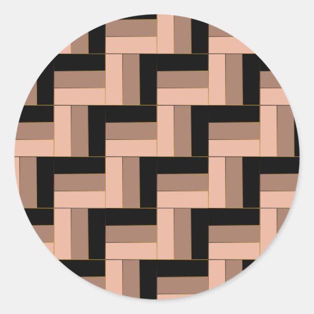 Brawn Mocha Black Geometric Rectangle Runder Aufkleber (Vorderseite)
