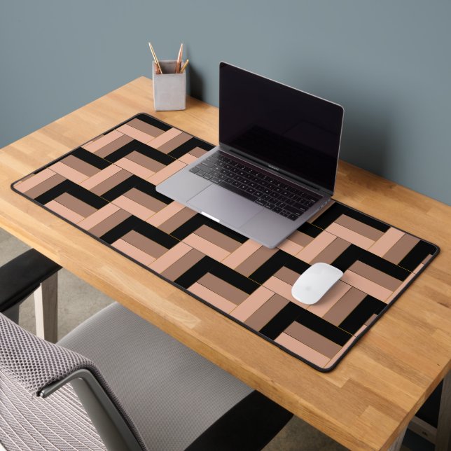 Brawn Mocha Black Geometric Rectangle Schreibtischunterlage (Büro 2)