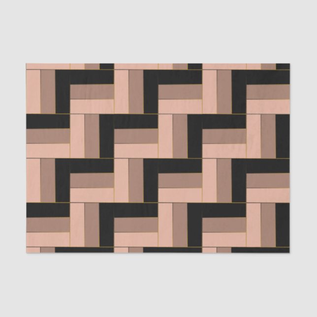 Brawn Mocha Black Geometric Rectangle Seidenpapier (Vorderseite)