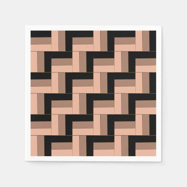 Brawn Mocha Black Geometric Rectangle Serviette (Vorderseite)