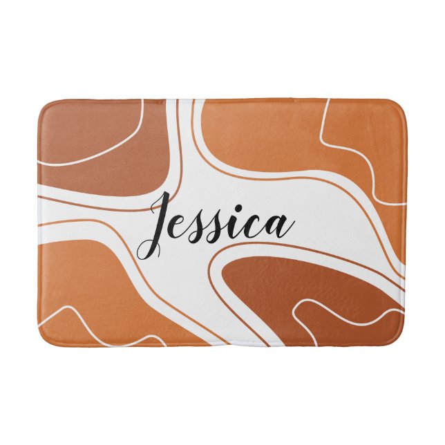 Brawn Modern Geometric Shapes Name Badematte (Vorderseite)