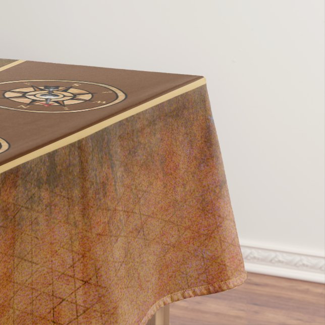 Brawn Nautic Rustic Compass Design Tischdecke (Beispiel)