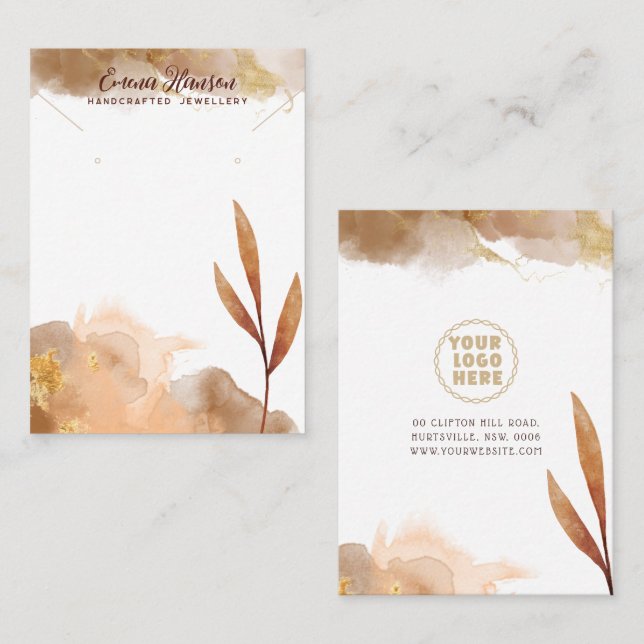 Brawn Necklace Orings Abstrakte Gold Display Card Visitenkarte (Vorne/Hinten)