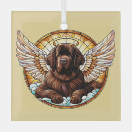 Brawn Newfundland Dog Angel Glass Ornament Aus Glas