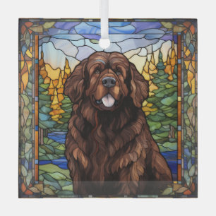 Brawn Newfundland Dog Glass Ornament Aus Glas