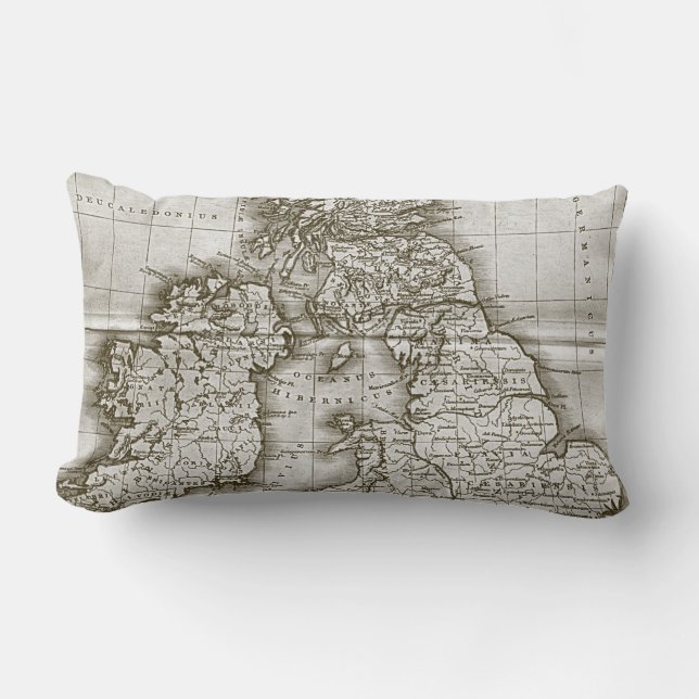 Brawn Old World Antique Karte Throw Kissen (Vorderseite)
