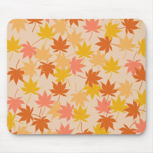 Brawn Orange Autumn Floral Blätter Y2K Muster Mousepad (Vorne)