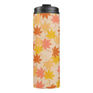 Brawn Orange Autumn Floral Blätter Y2K Muster Thermosbecher
