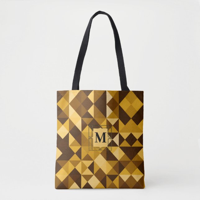 Brawn Orange Geometric Varia Triangle Muster Tasche (Vorderseite)