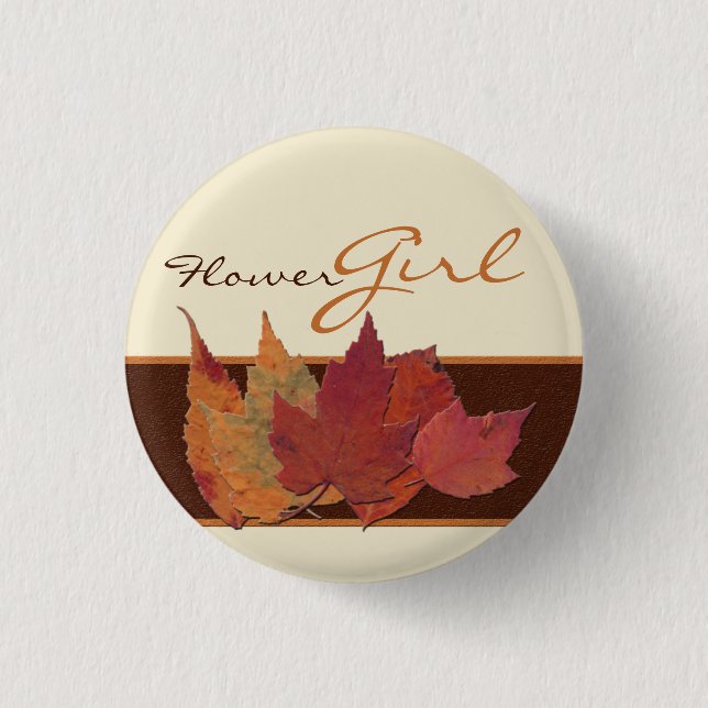 Brawn Orange Ivory Dried Blätter Wedding Party But Button (Vorderseite)