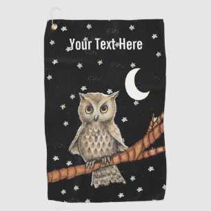 Brawn Owl Golden Eyes Necklace auf Branntwein Moon Golfhandtuch