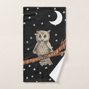 Brawn Owl Golden Eyes Nekklasmus Moon Stars Handtuch