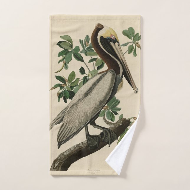Brawn Pelican von Audubons Vögeln von Amerika Badhandtuch Set (Handtuch)