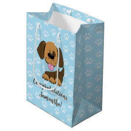 Brawn Puppy Dog Blue Paw Printbeutel Mittlere Geschenktüte