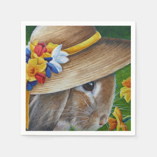 Brawn Rabbit Spring Bonnet Wasserfarben Kunst, Dic Serviette