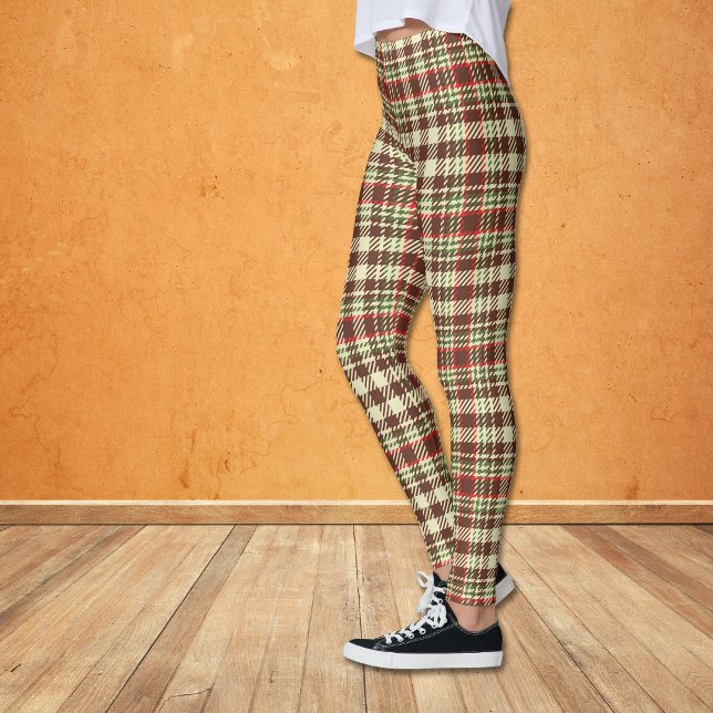 Brawn Red Green Karo Kariertes Muster Leggings (Von Creator hochgeladen)