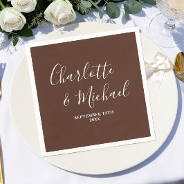 Brawn Script Minimalistisch Wedding Serviette