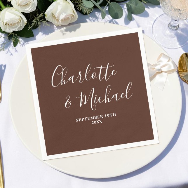 Brawn Script Minimalistisch Wedding Serviette (Von Creator hochgeladen)