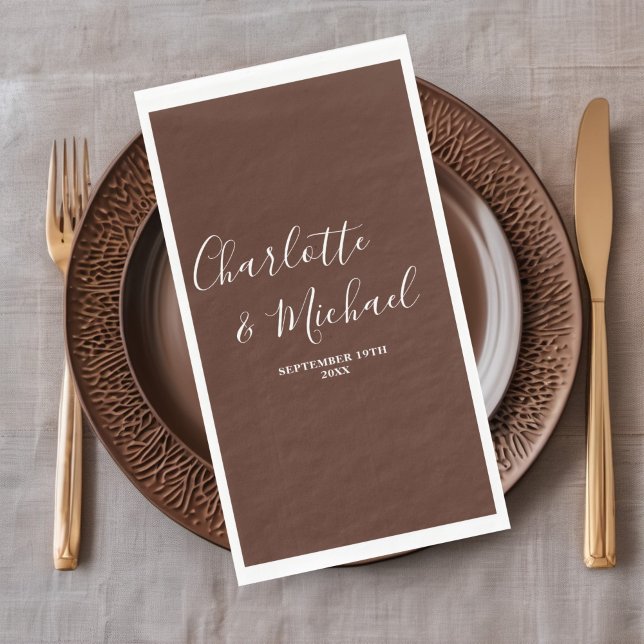 Brawn Script Minimalistisch Wedding Serviette (Von Creator hochgeladen)