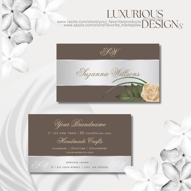 Brawn Silver Decke Niedliche Rose Blume mit Initia Visitenkarte (Von Creator hochgeladen)