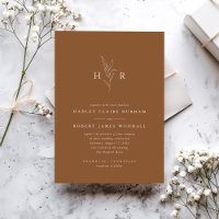 Brawn Simple Minimal Monogram Botanical Wedding