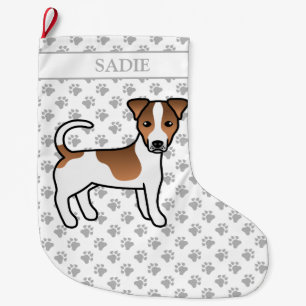 Brawn Smooth Coat Jack Russell Terrier Dog & Name Großer Weihnachtsstrumpf