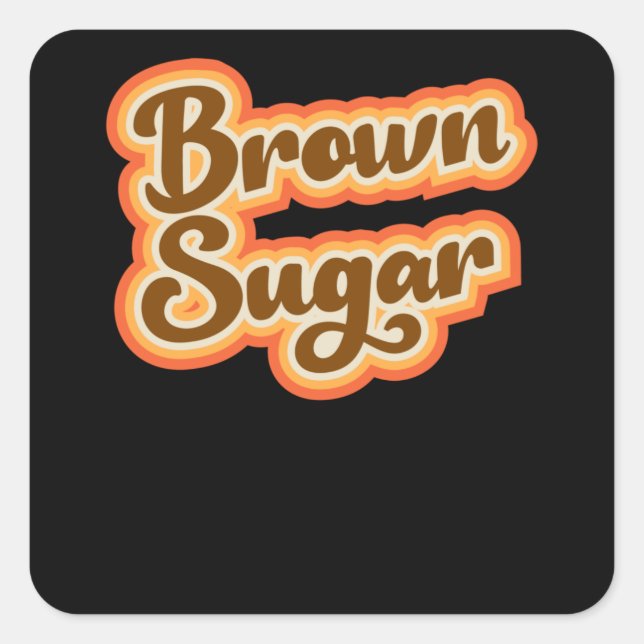 Brawn Sugar Retro Vintage Grafikmädchen Quadratischer Aufkleber (Vorderseite)