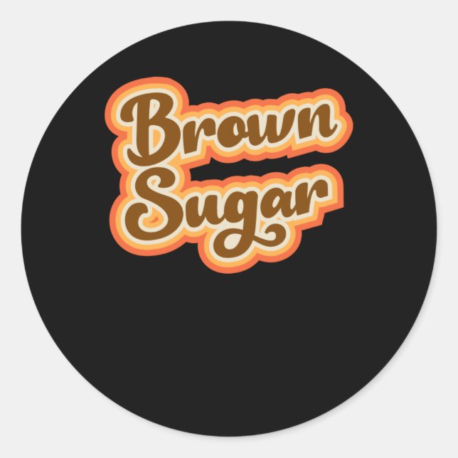 Brawn Sugar Retro Vintage Grafikmädchen Runder Aufkleber (Vorderseite)