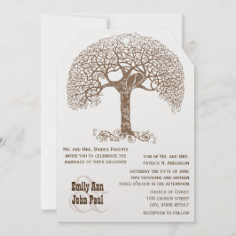 Brawn Swirl Rustic Tree Love Bird Woodland Wedding Einladung