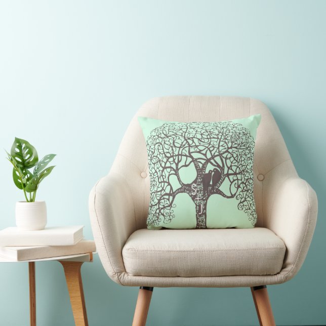 Brawn Swirl Tree Love Bird wählen Hintergrundfarbe Kissen (Stuhl )