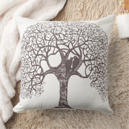 Brawn Swirl Tree Love Bird wählen Hintergrundfarbe Kissen