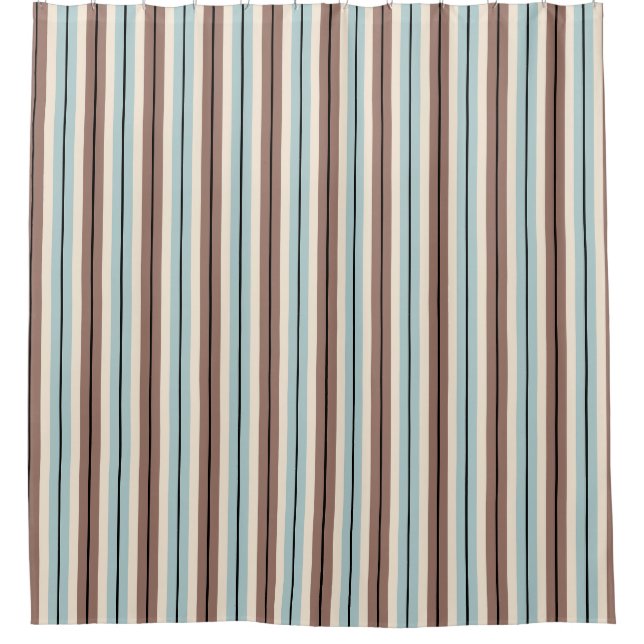 Brawn Tan Blue Streifen Duschvorhang (Vorderseite)