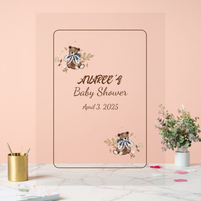 Brawn Teddy Bär Das ist ein Junge! Dusche Napkins Acrylschild (Hochzeit)