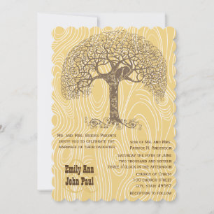 Brawn Tree Love Bird Gelbe Holzkornverheiratung Einladung