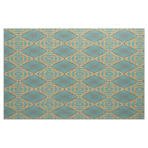 Brawn Türkise Blue Green Taupe Beige Ethnic Look Stoff