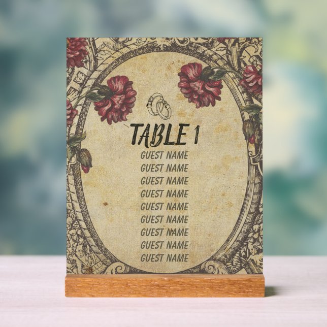 Brawn Vintag Classic Wedding Seating Charts Acrylschild (Neutral)