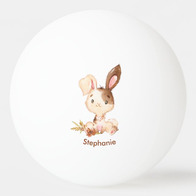 Brawn Watercolor Little Bunny Tischtennisball (Vorderseite)