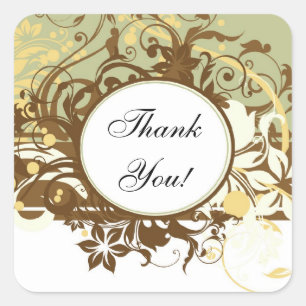 Brawn Wedding Matching Stickers, danke! Quadratischer Aufkleber