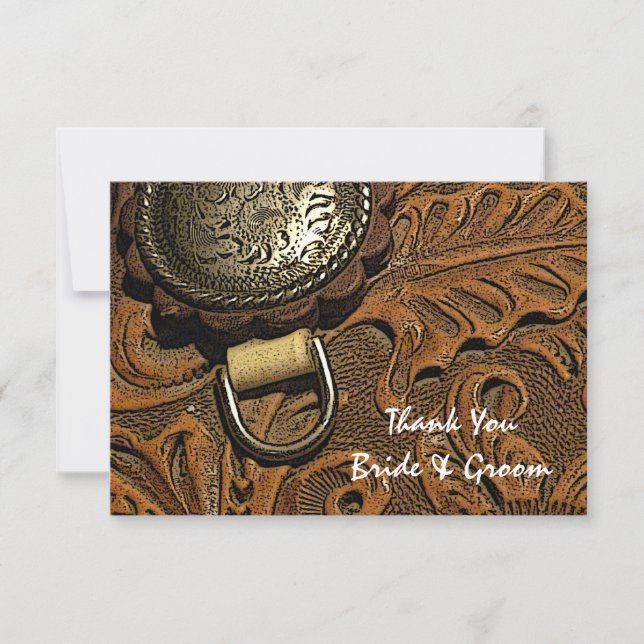Brawn Western Saddle Country Wedding Vielen Dank Dankeskarte (Vorderseite)