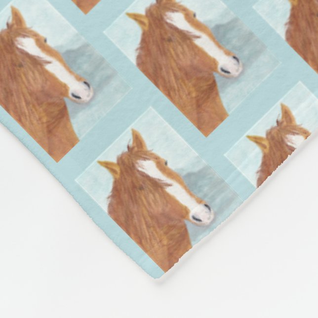Brawn Wild Horse Blue Mountain Lake - Acryl. Fleecedecke (Ecke)