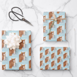 Brawn Wild Horse Blue Mountain Lake - Acryl. Geschenkpapier Set