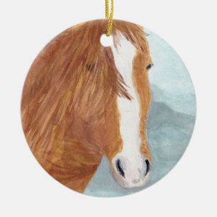 Brawn Wild Horse Blue Mountain Lake - Acryl. Keramik Ornament