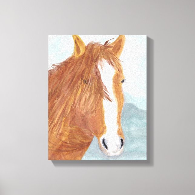 Brawn Wild Horse Blue Mountain Lake - Acryl. Leinwanddruck (Vorderseite)