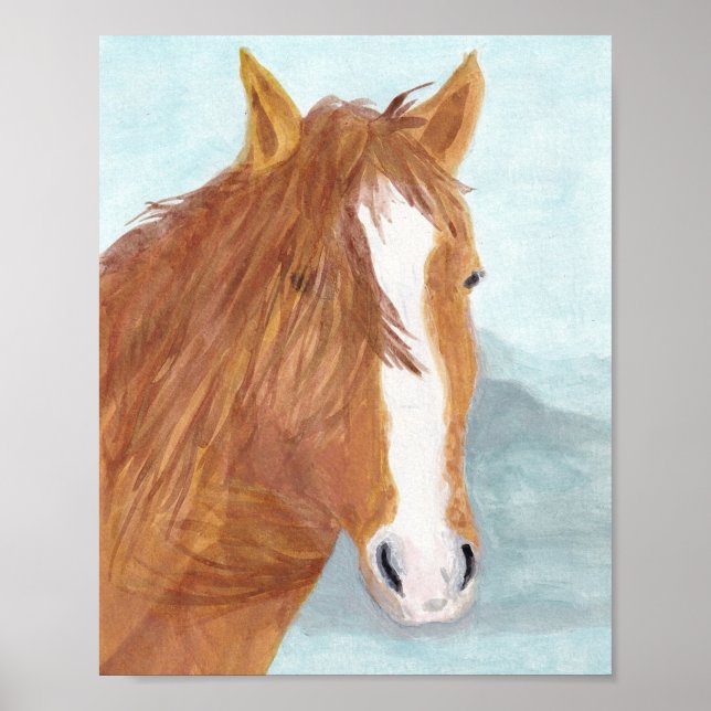 Brawn Wild Horse Blue Mountain Lake - Acryl. Poster (Vorne)