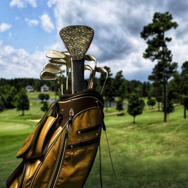 Brawnstone Grid Golf Headcover (This Brownstone Grid Golf Club Cover, gives an elegant, understated look to your golf clubs!)