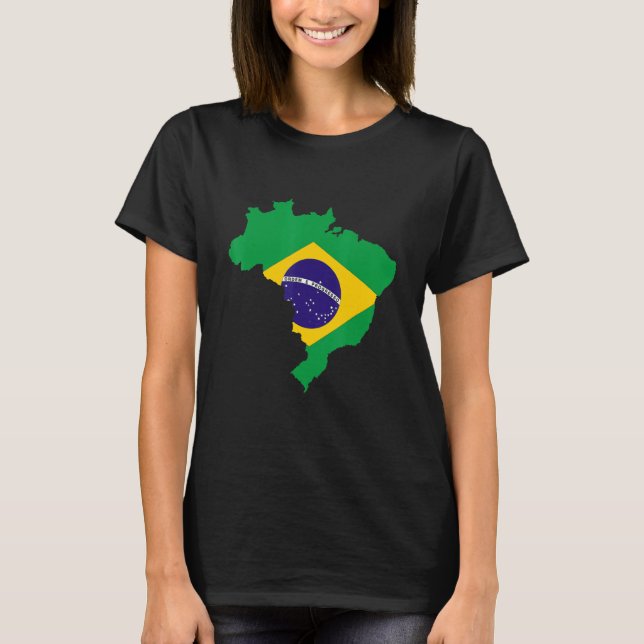 Brazil flag in Brazil outline Brazil T-Shirt (Vorderseite)